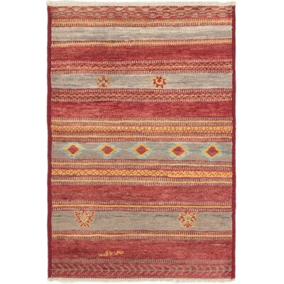One-of-a-Kind Céline Hand-Knotted 2010s Shalimar Red 4'1" x 5'9" Wool Area Rug - Image 0