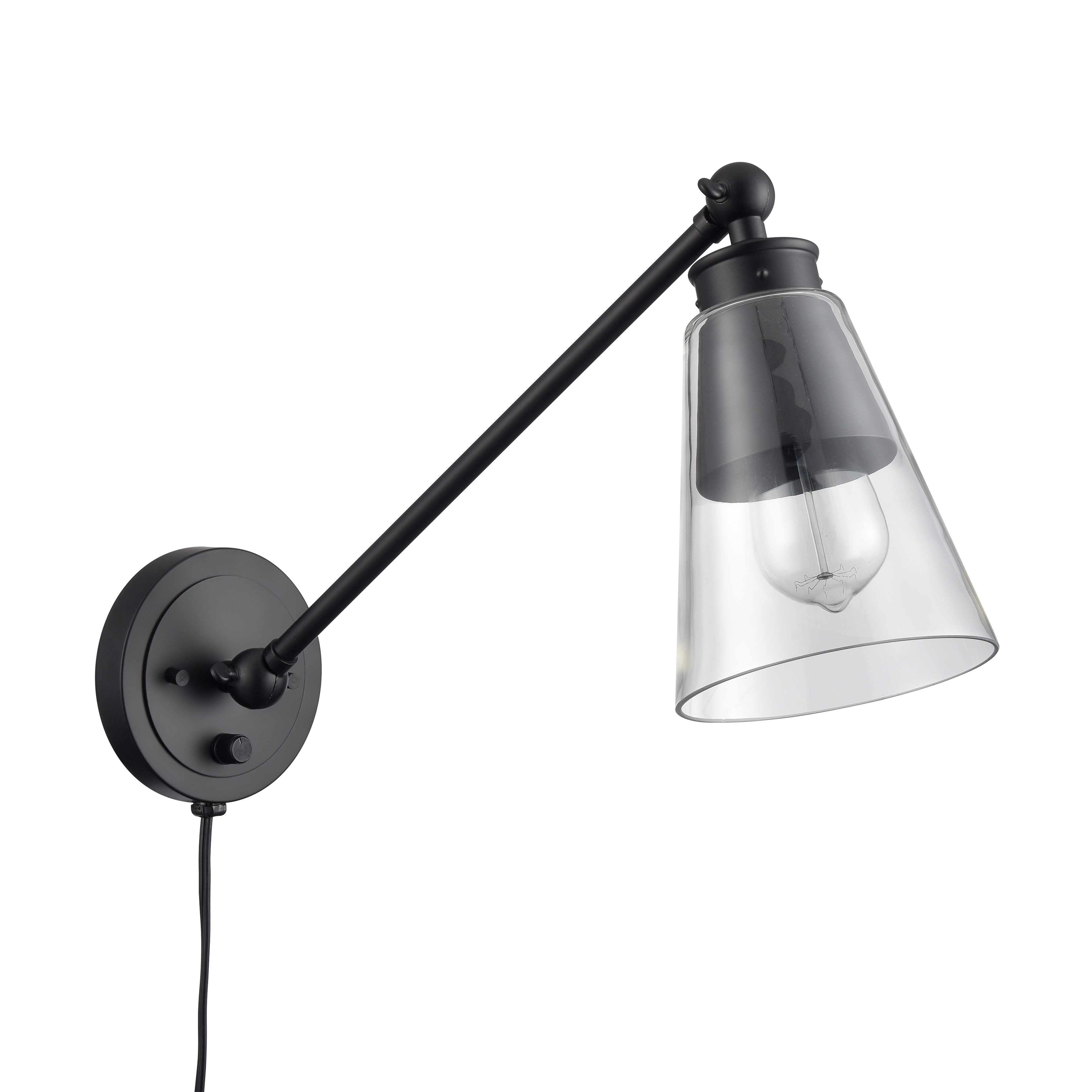 Albany 9.25'' High 1-Light Swingarm Sconce - Matte Black - Image 1