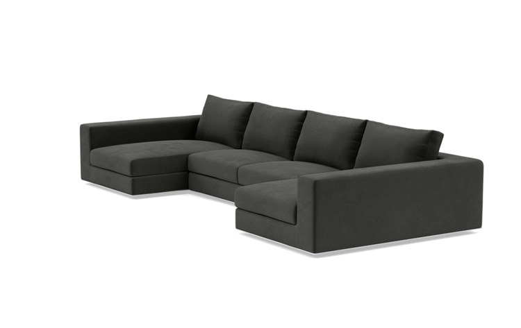 Walters U-Sectional with Black Cosmic Fabric, standard down blend cushions, extended right chaise, and extended left chaise - Image 4