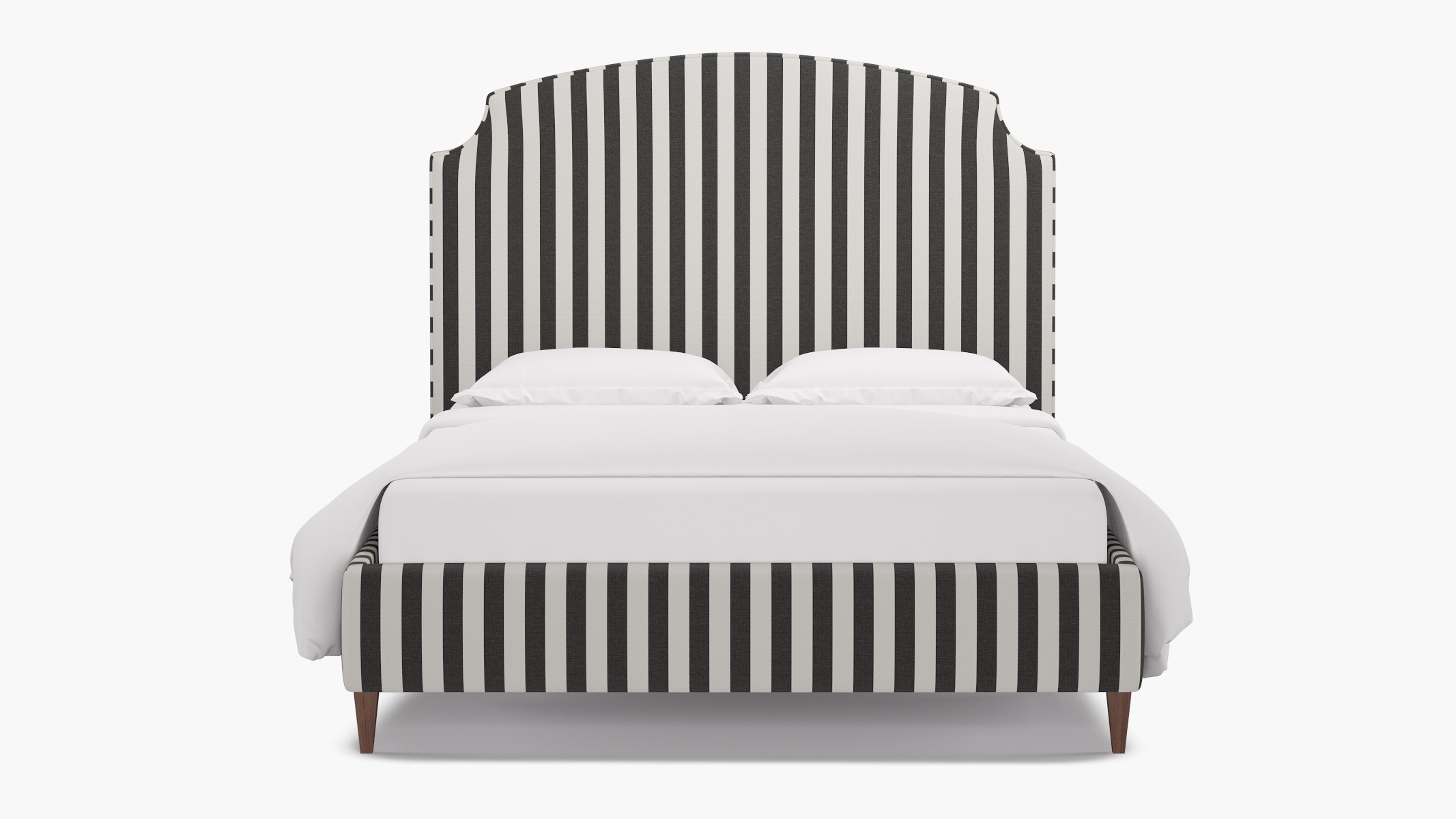 Cove Bed, Ink Cabana Stripe, Walnut Square Tapered Leg, Twin - Image 0