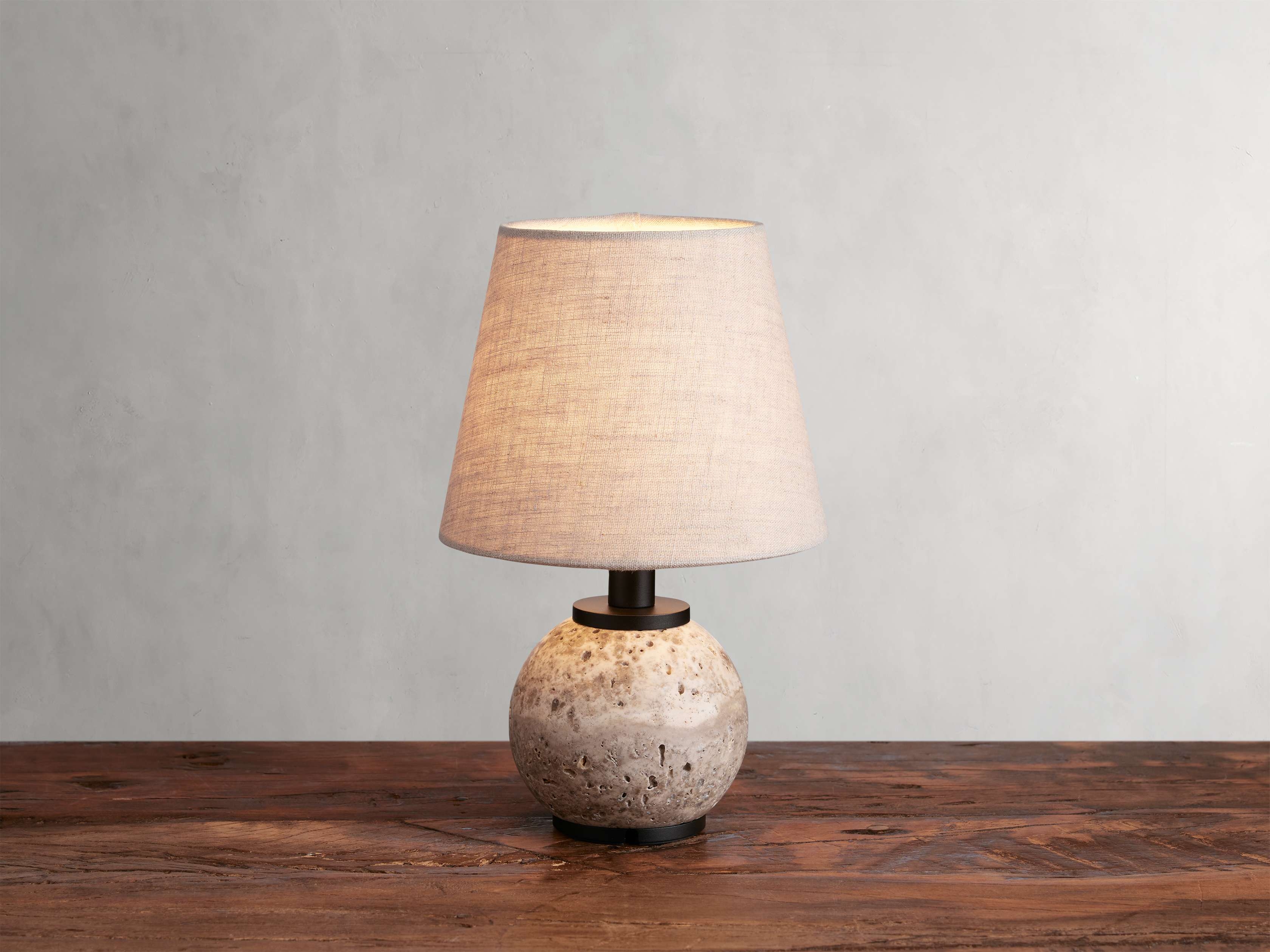 Celia Outdoor Rechargeable Lamp in Stone Gray  Travertine/Flax - Image 0
