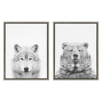 'Wolf and Bear European' by Simon Te - 2 Piece Floater Frame Photograph Print Set on Canvas - Image 0