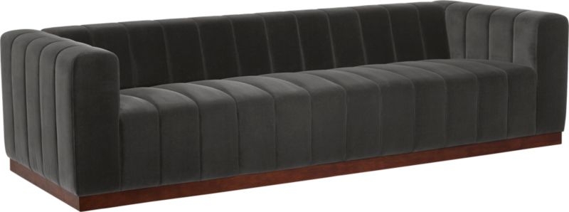 Forte 101" Extra-Large Channeled Sofa with Walnut Base Curious Linen - Image 3