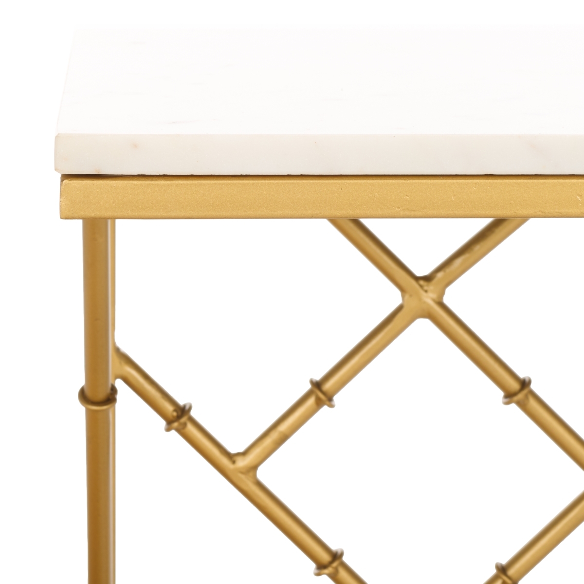 Keston Marble C-Table - White Marble / Gold - Safavieh - Image 2