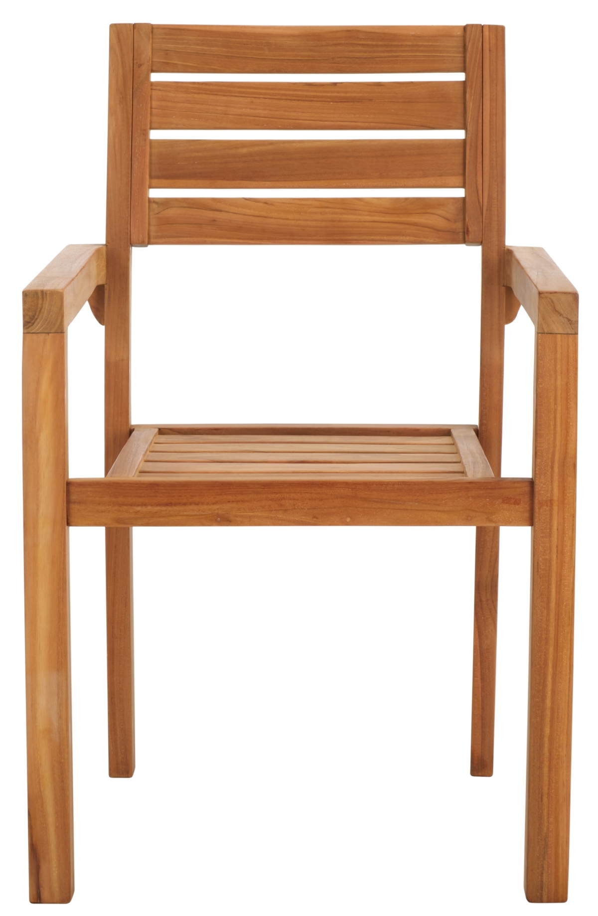Indoor-Outdoor Leon Solid Teak Stacking Chair - Natural - Safavieh - Image 0