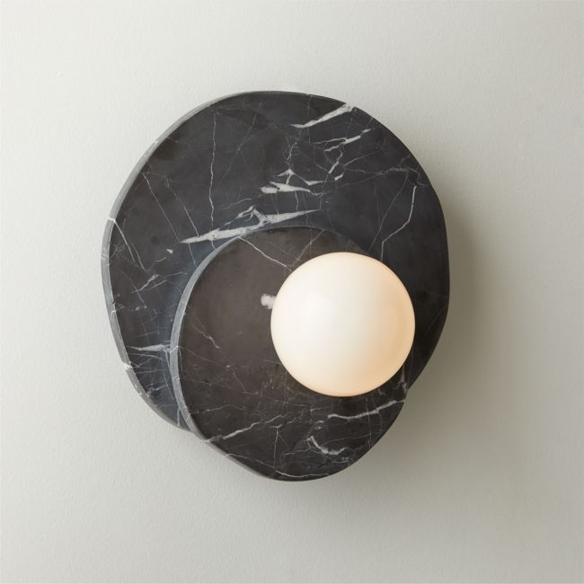 Astr Black Marble Wall Sconce Set of 2 - Image 0