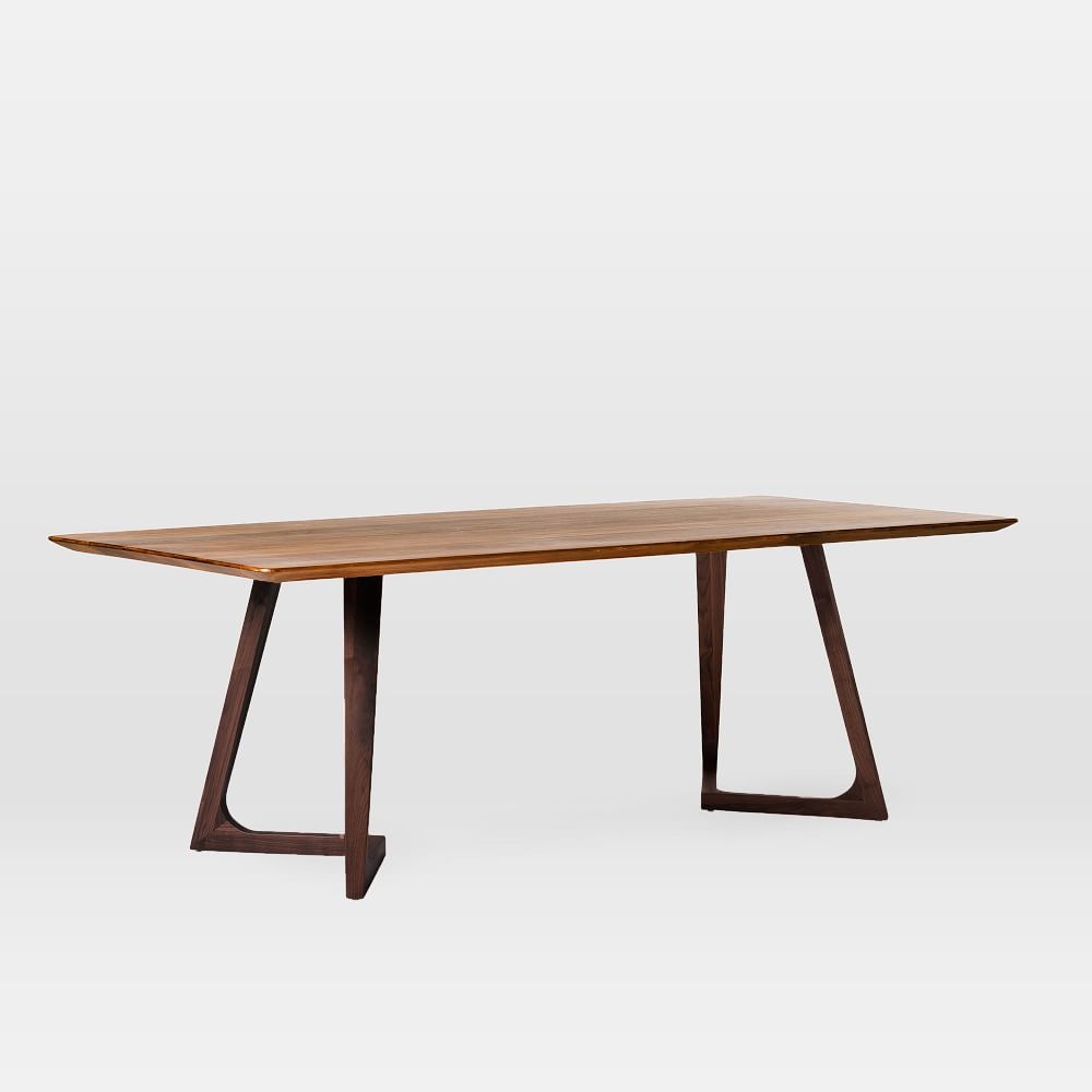 Sculptural Ash Wood 71" Rectangle Dining Table, Walnut - Image 0