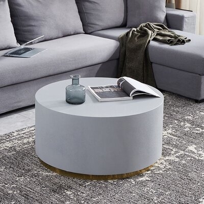 Industrial Coffee Table Round Cement Coffee Table In Light Gray - Image 0