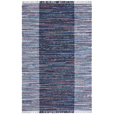 Striped Handmade Flatweave Cotton Blue/Purple Area Rug - Image 0