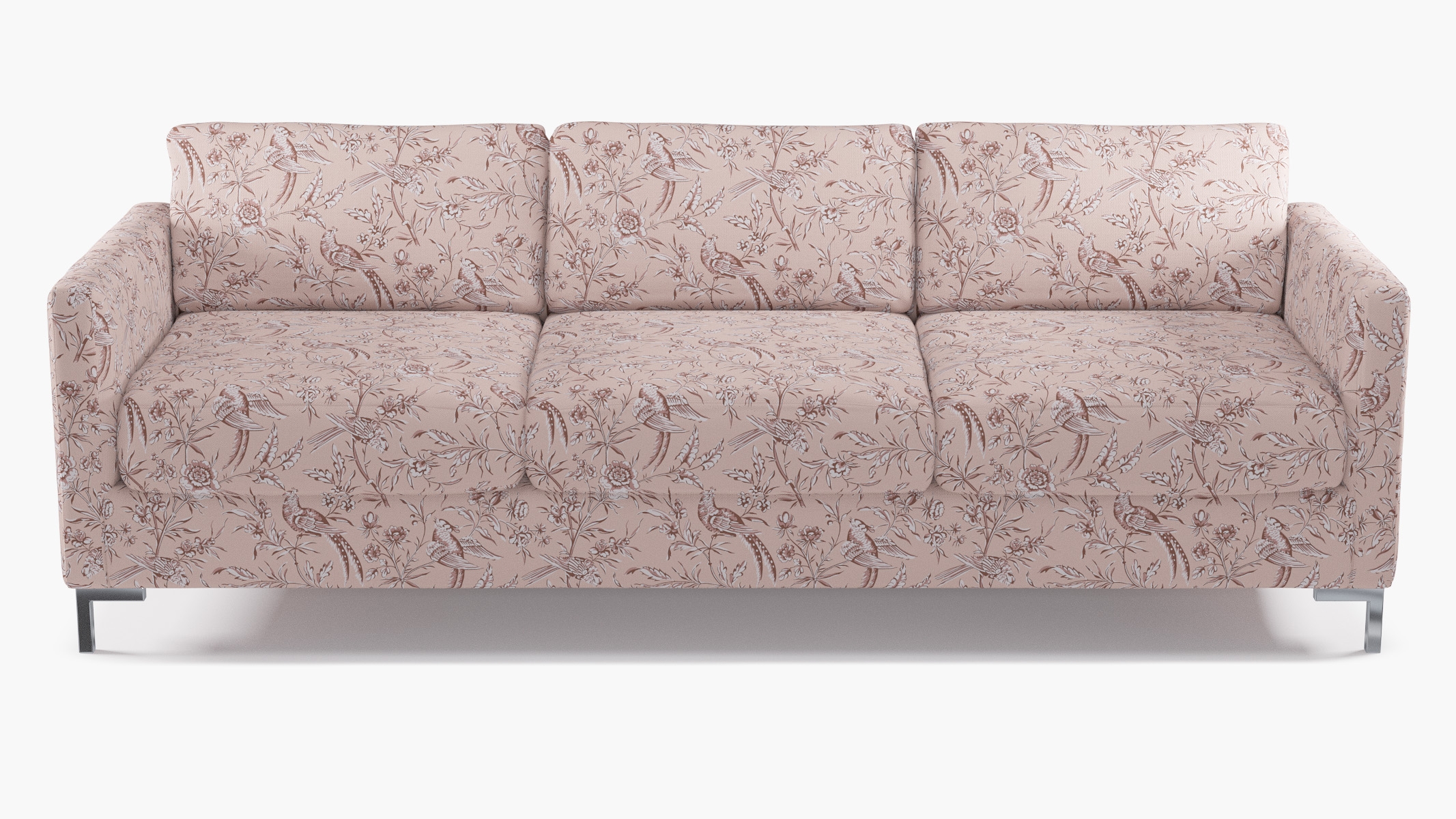 Modern Sofa, Blush Aviary, Chrome L Leg - Image 0