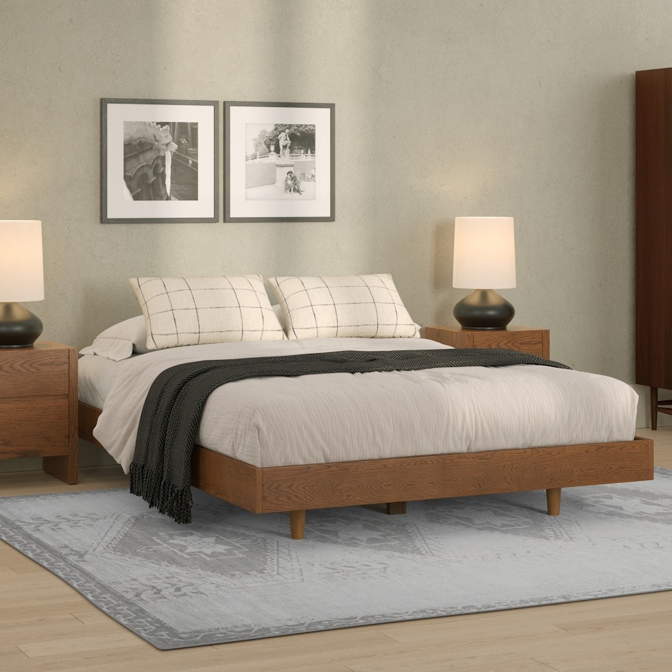 Basi Queen Bed Frame - Smoked Oak - Image 0