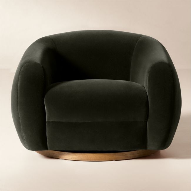 Laszlo Dark Grey Velvet Swivel Chair - Image 0