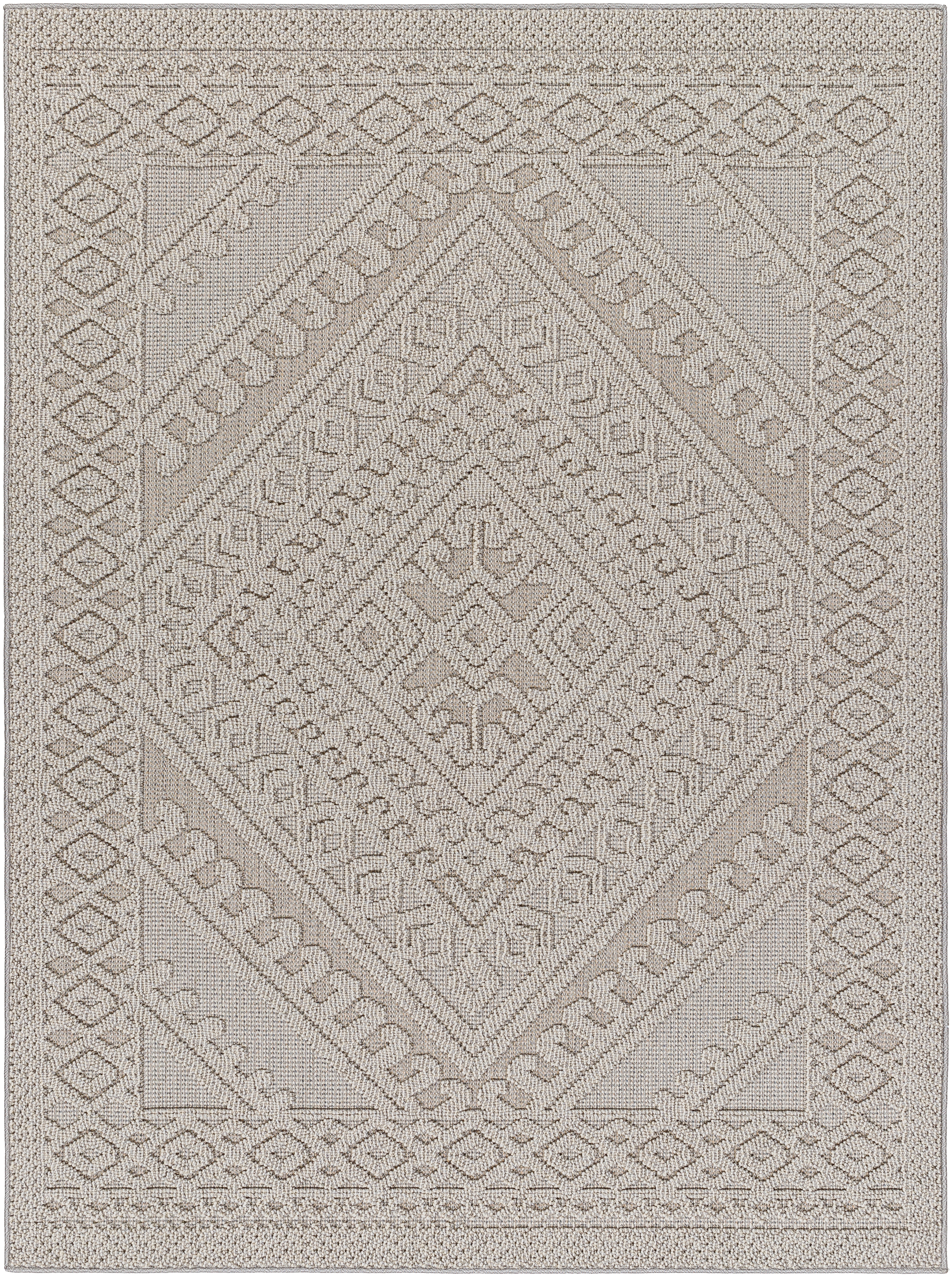 Rockport Beige Outdoor 5'3" x 7' Machine Woven Rug - Image 0