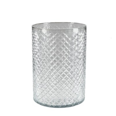 Mercer41 Tall Diamond Cut Glass Flowers Vase, Simple Table Centerpieces For Wedding, Event, Party, Decorative Glass For Home Decor, Measures 9" Tall & 6.25" Diameter - Image 0