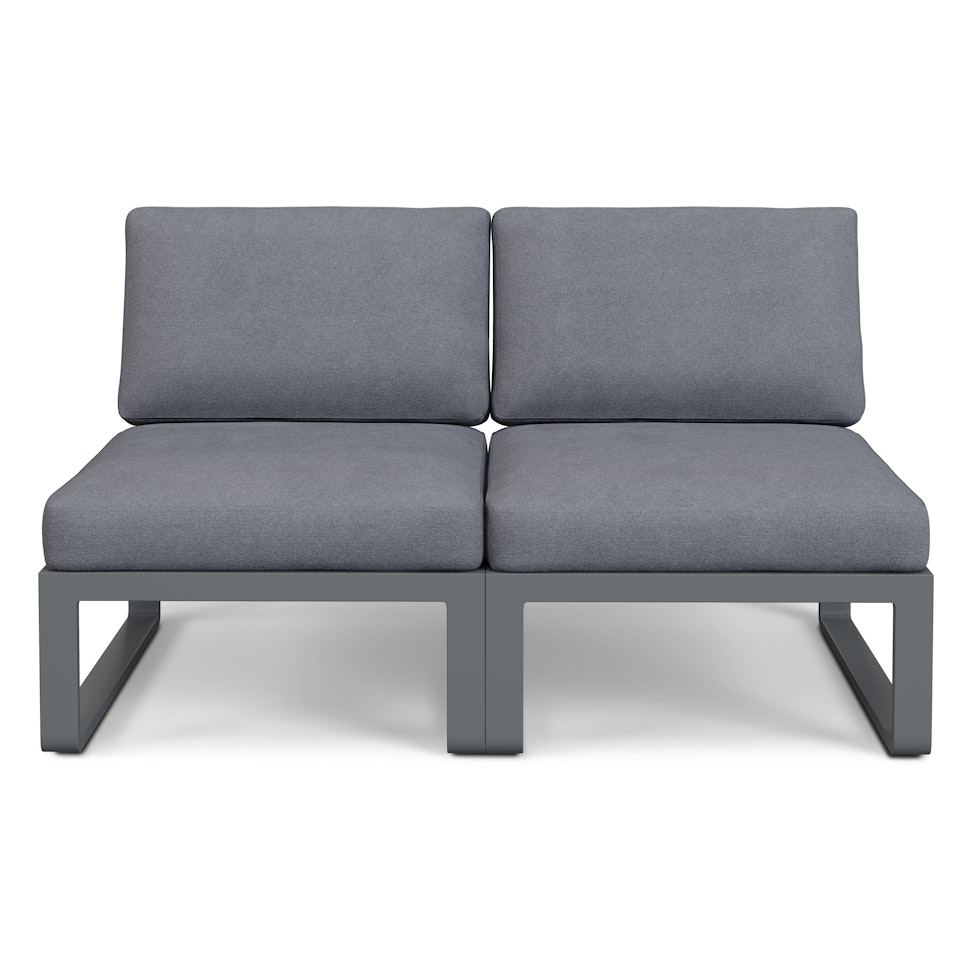 Kezia 56" Outdoor Armless Modular Loveseat - Whale Gray - Image 1