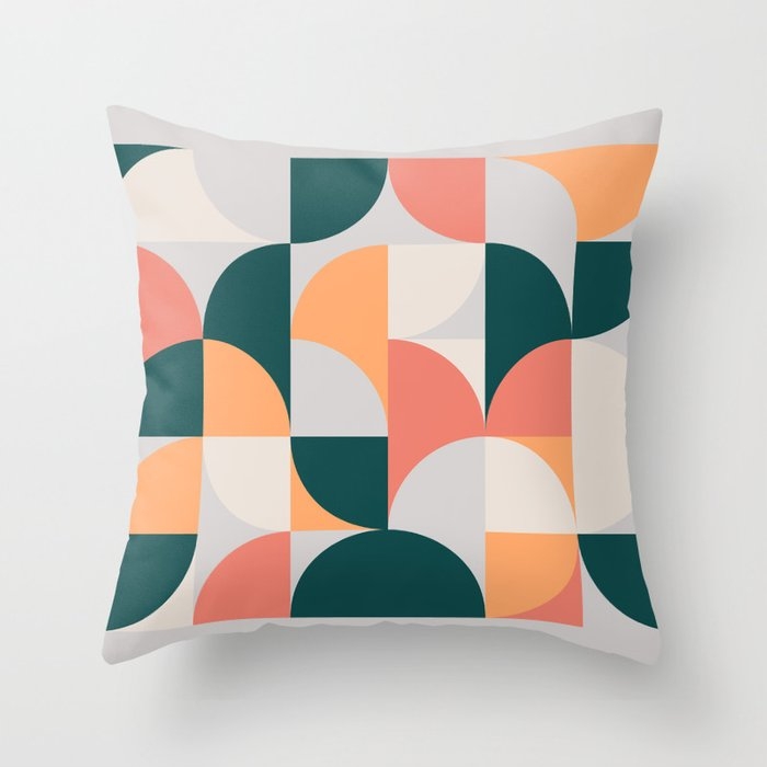 Mid Century Geometric 17 Throw Pillow by The Old Art Studio - Cover (16" x 16") With Pillow Insert - Outdoor Pillow - Image 0