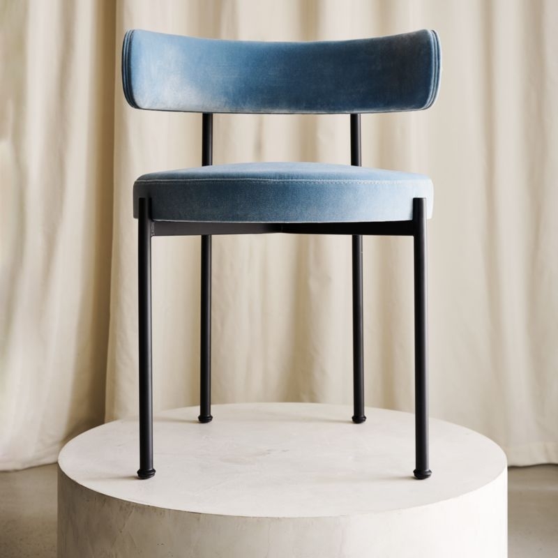 Inesse Iced Blue Velvet Dining Chair - Image 1