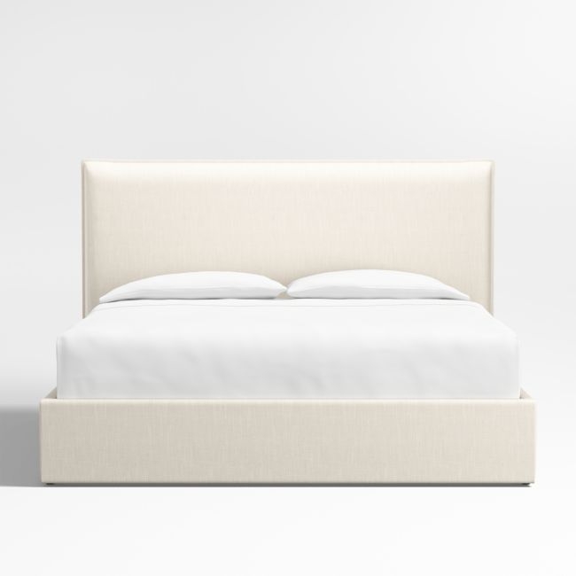 Arvada 54" Ivory Upholstered King Headboard with Storage Bed Base - Image 0