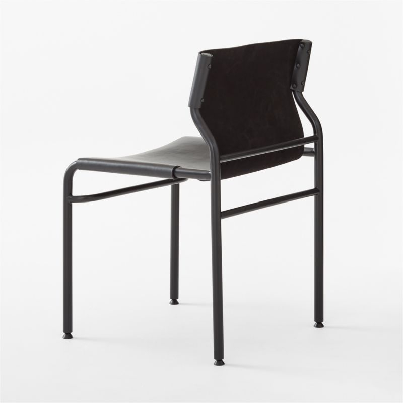 Surf Sling Black Leather Dining Chair - Image 4