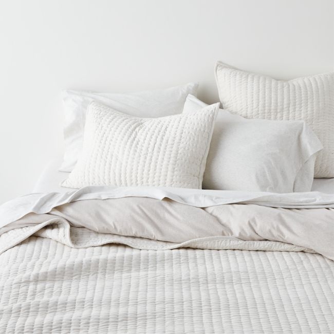 Cozysoft Organic Cotton Jersey Heathered Ivory Full/Queen Quilt - Image 0
