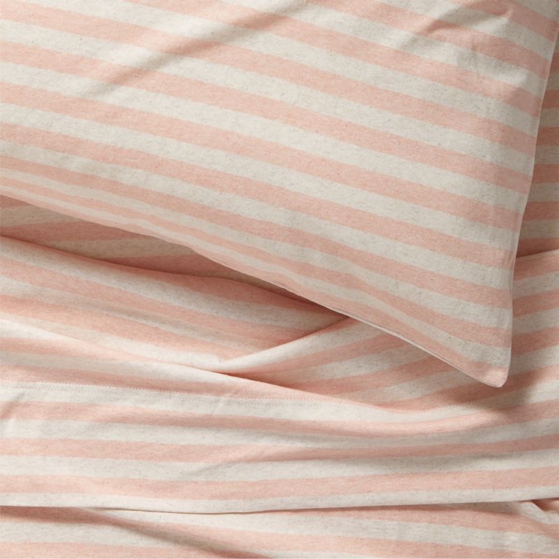 Comfy Tee Pink Stripe Organic Cotton Jersey Kids Queen Sheet Set - Image 2