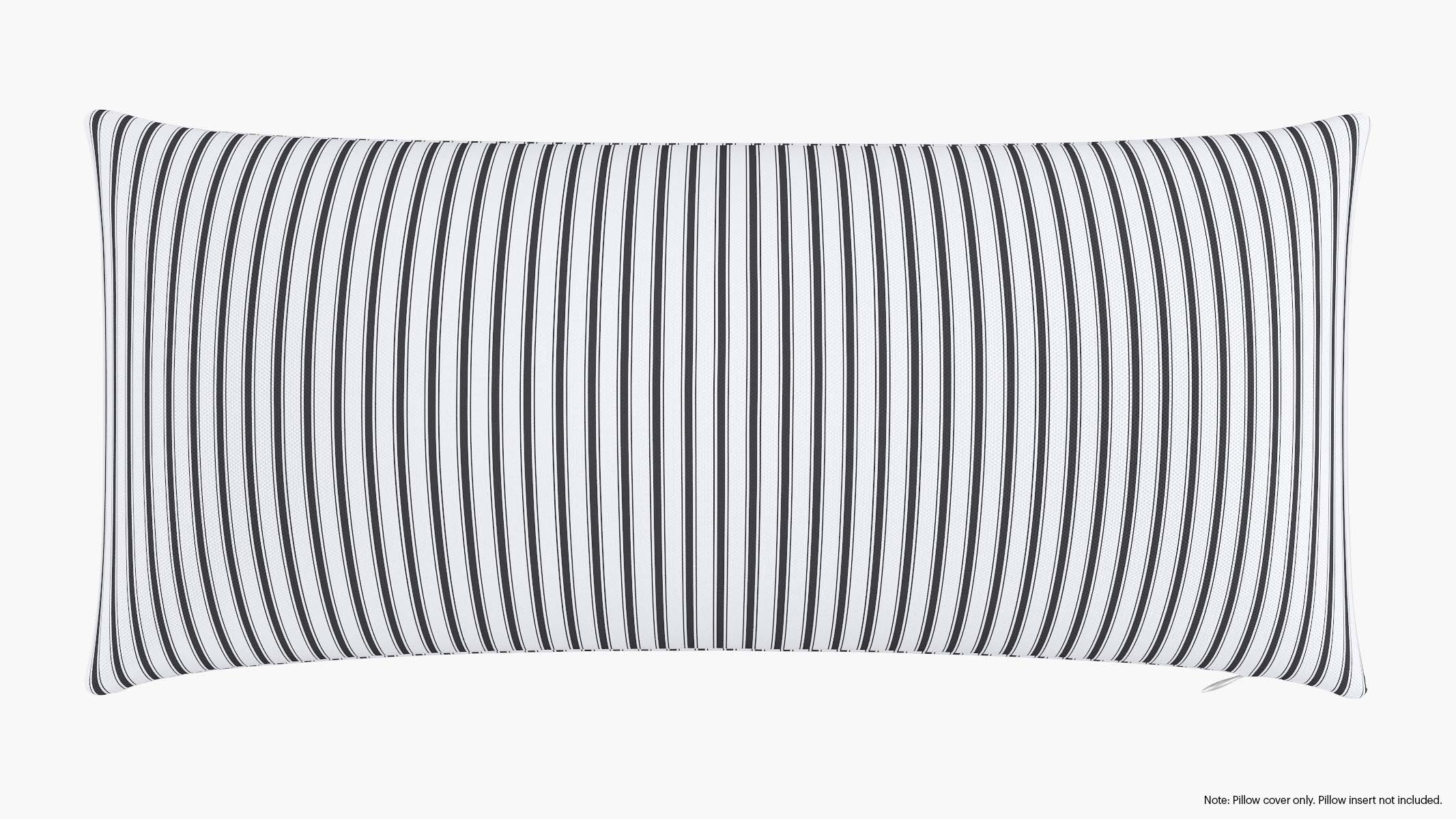 Throw Pillow Cover 14" x 30", Black Classic Ticking Stripe, 14" x 30" - Image 0