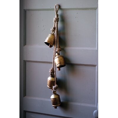 4 Piece Rustic Iron Hanging Bells with Rope Wall Décor Set - Image 0
