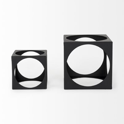 Kamellia 4.9L X 4.9W X 4.9H Matte Black Metal Small Square Decorative Object - Image 0