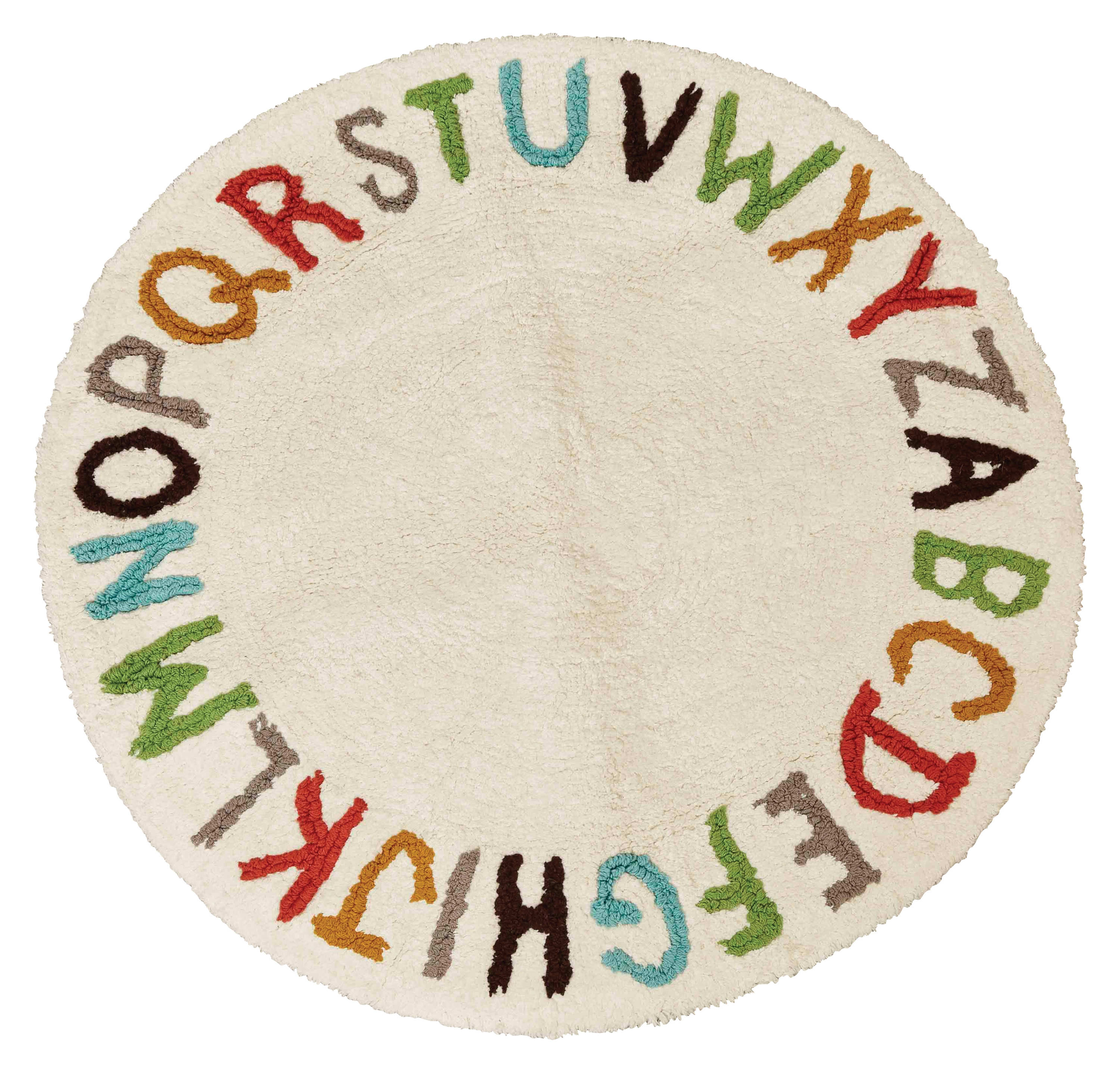 Creative Co-Op Round Cotton Tufted Alphabet Rug, Multicolor - Image 0