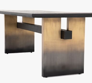 Anderson Dining Table, Ombre Antique Brass &amp; Worn Black Oak - Image 3