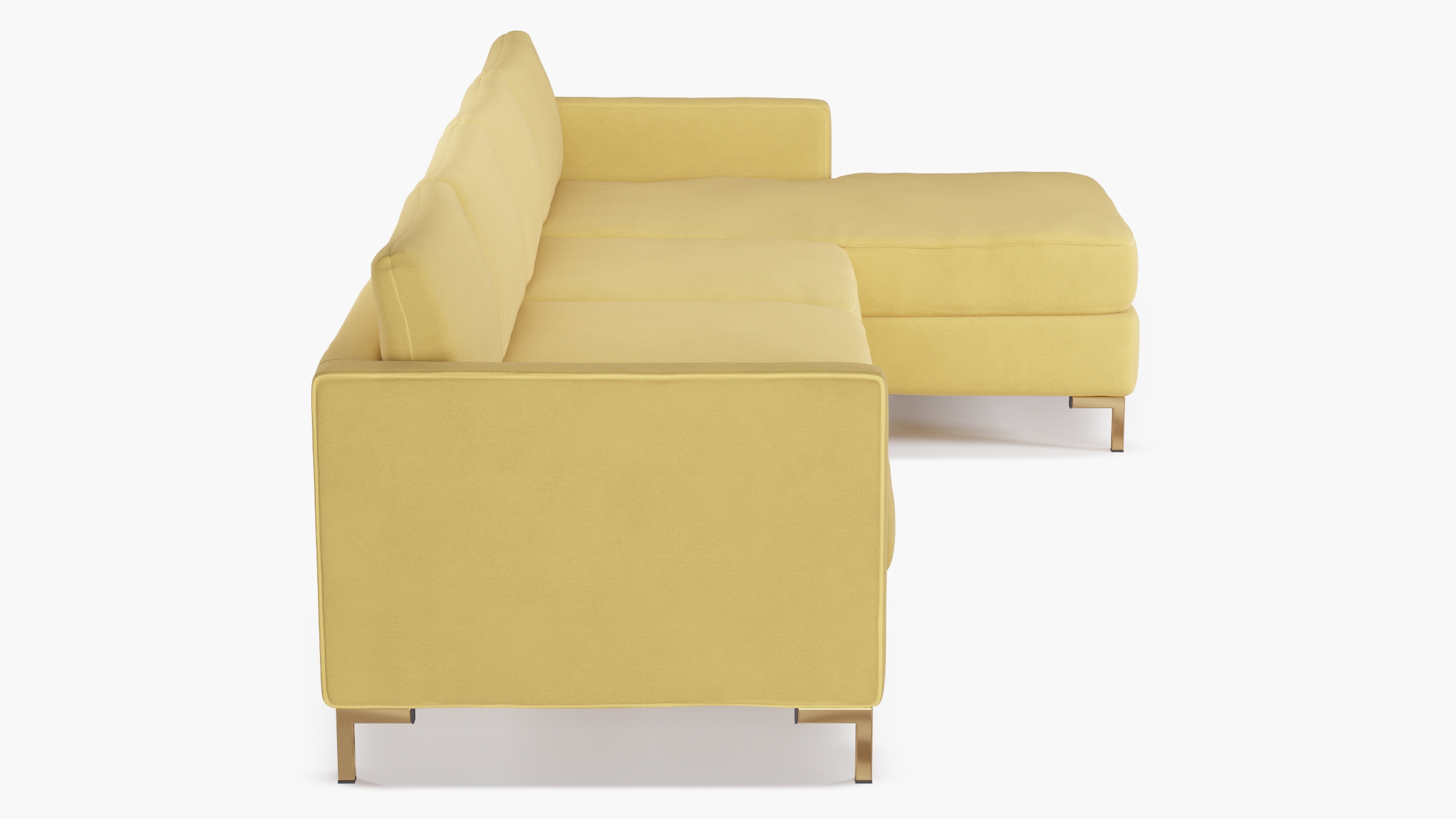 Right Facing Modern Sectional, Canary Classic Velvet, Brass - Image 2