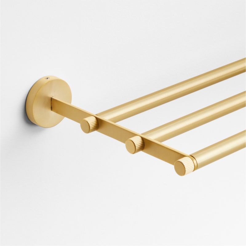 Modern Fluted Brushed Brass Wall-Mounted Bathroom Towel Rack - Image 2