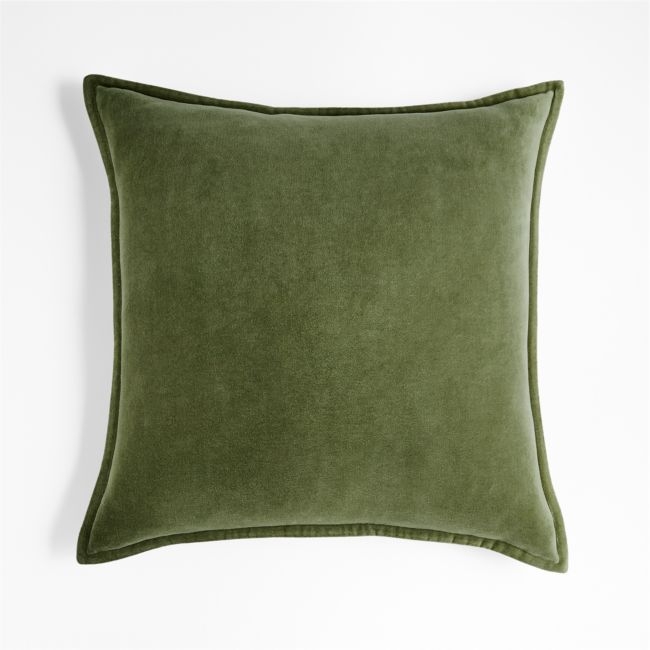 Moss 20" Washed Cotton Velvet Pillow Cover - Image 0