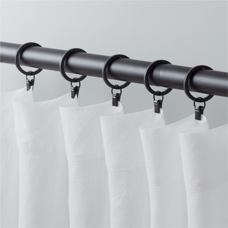 Matte Black Curtain Rings with Clips Set of 9 - Image 1