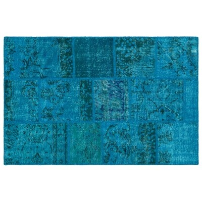 One-of-a-Kind Shilin Hand-Knotted 1960s Turkish Turquoise 3'1" x 5'1" Area Rug - Image 0