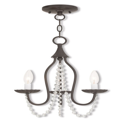 3 Light Antique White Mini Chandelier With Steel Base Material - Image 0