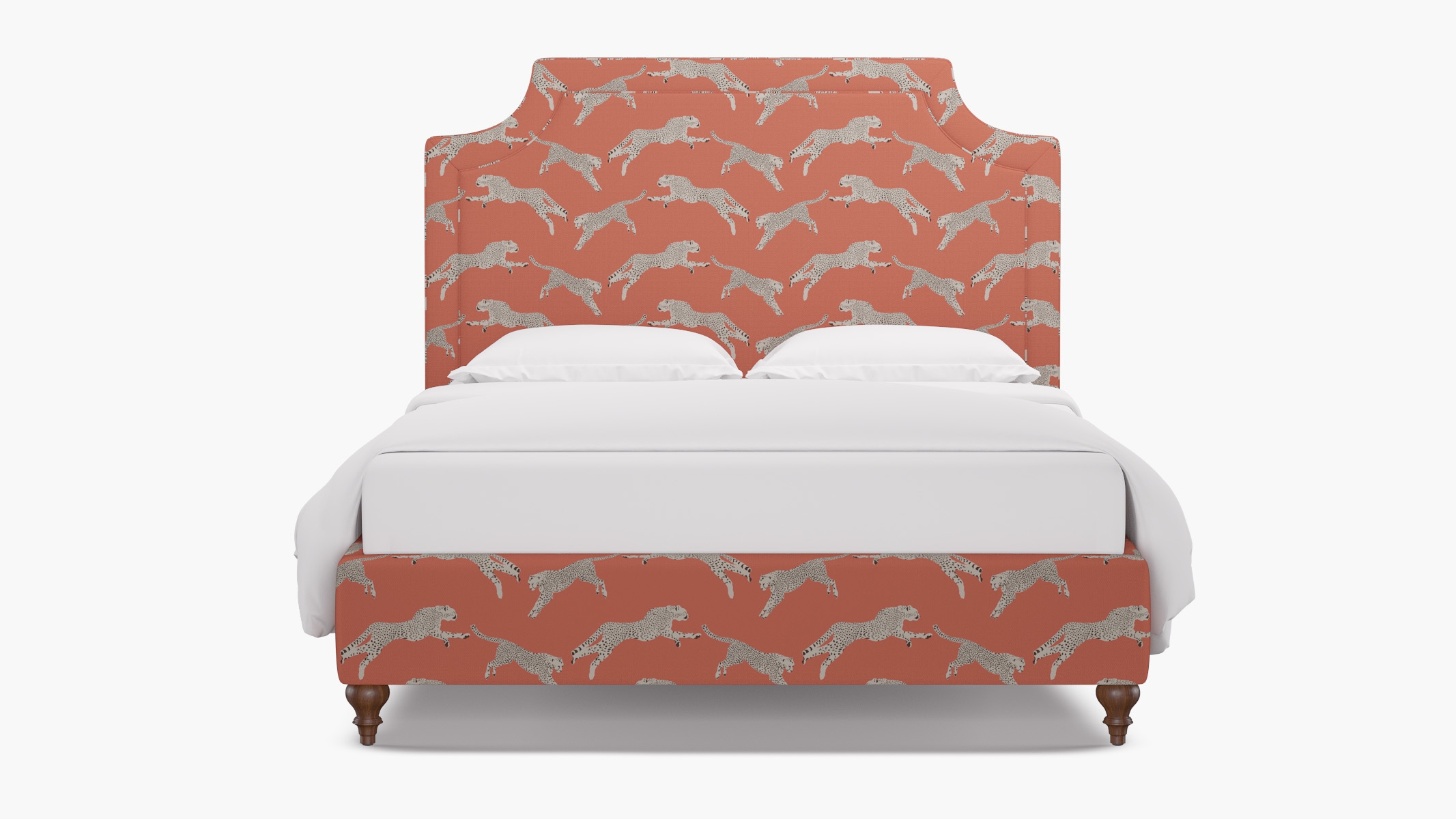 Deco Bed, Henna Cheetah, Walnut Traditional Turned Leg, Twin - Image 0