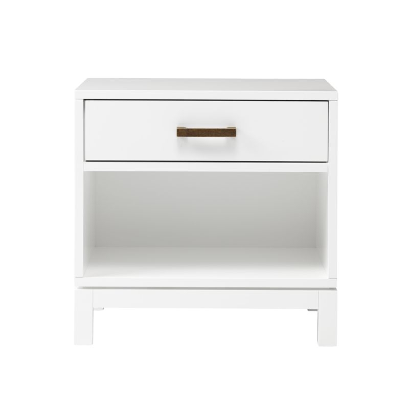 Parke White Wood Kids Nightstand with Drawer - Image 0
