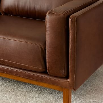 Dekalb 85" Sofa, Ludlow Leather, Navy, Acorn - Image 2