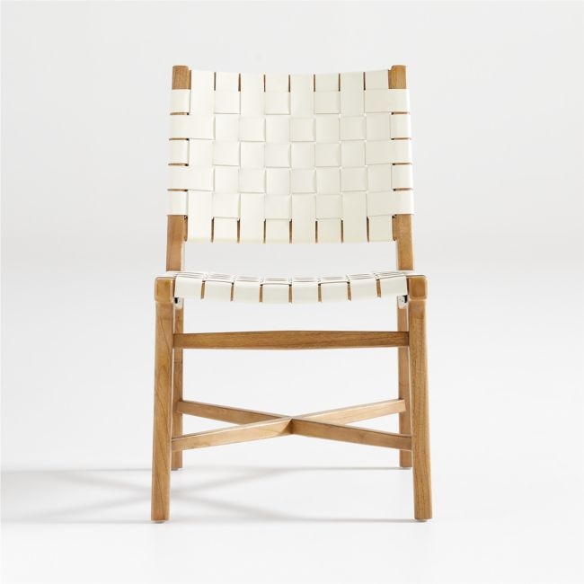 Taj White Woven Leather Dining Chair - Image 1