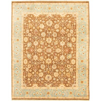 One-of-a-Kind Menton Hand-Knotted 2010s Ushak Beige/Brown 8' x 10'2" Wool Area Rug - Image 0