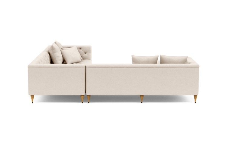 Ms. Chesterfield Corner Sectional with Beige Natural Fabric and Natural Oak with Antique Cap legs - Image 3