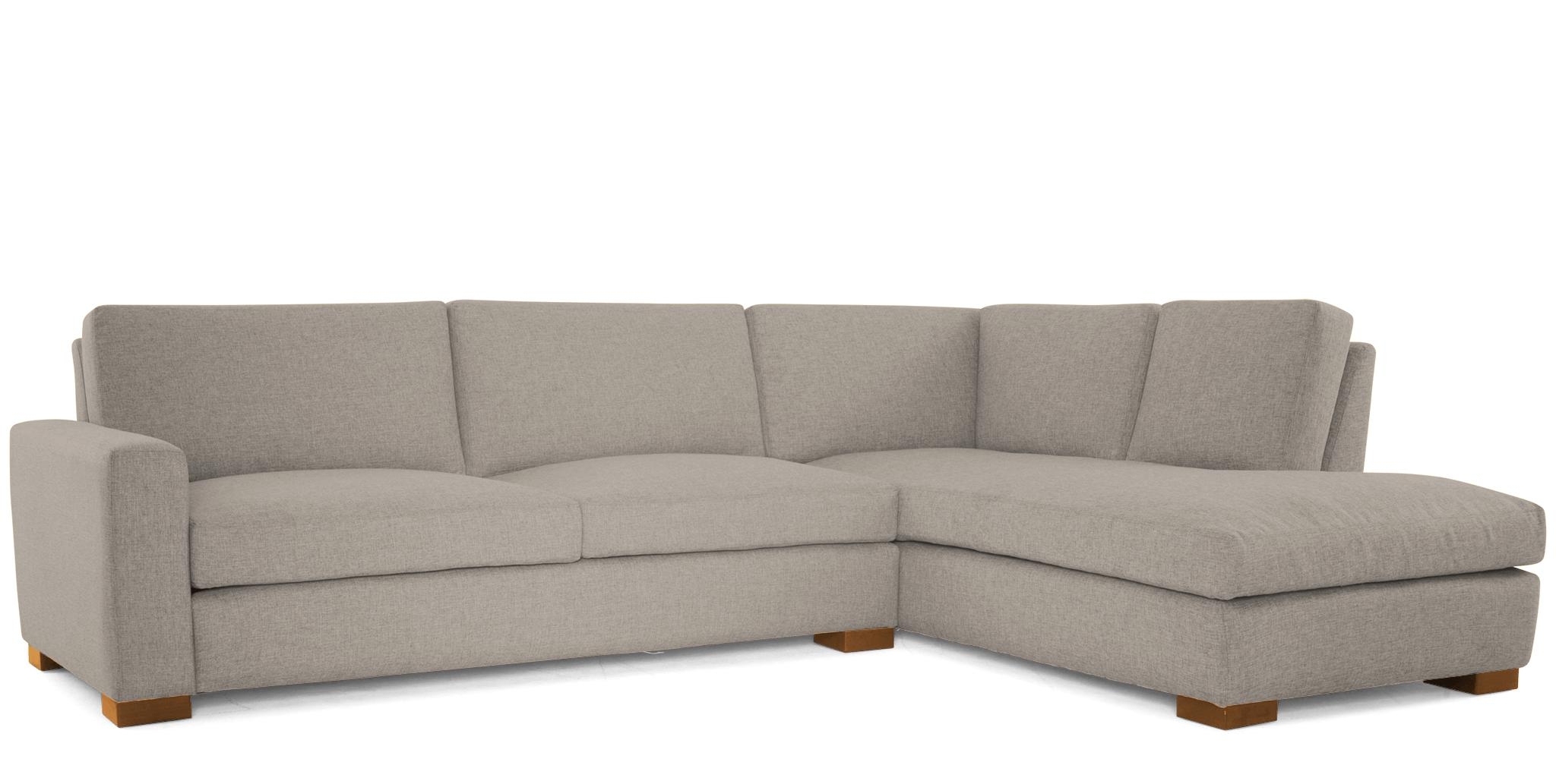 Gray Anton Mid Century Modern Sectional with Bumper - Prime Stone - Mocha - Right  - Image 1