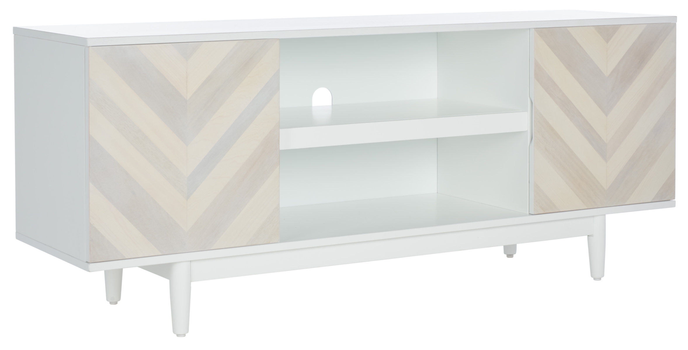 Tay 2 Shelf Pattern Media Stand - White Washed - Safavieh - Image 5
