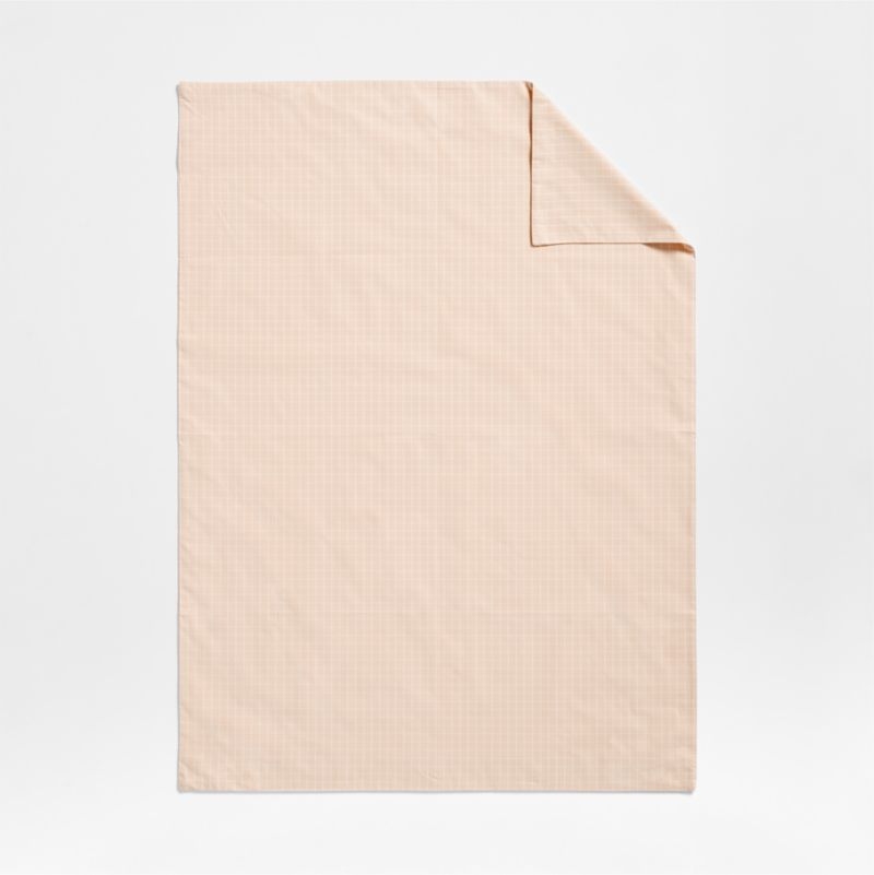Stax Mini Grid Elegant Pink Yarn-Dyed Organic Cotton Toddler Duvet Cover - Image 1
