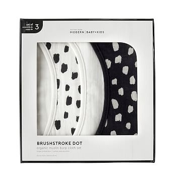 Organic Muslin Brushstroke Dot, S/3 Burp Cloth Set, Blush/White, WE Kids - Image 1
