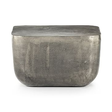 Aluminum Drum Square Outdoor Side Table- Grey - Image 2