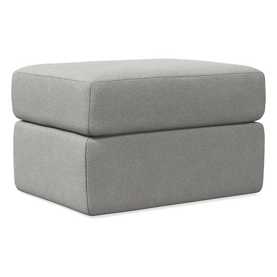 Open Box: Graham Stationary Ottoman, Poly, Distressed Velvet, Silver, Concealed Supports - Image 0