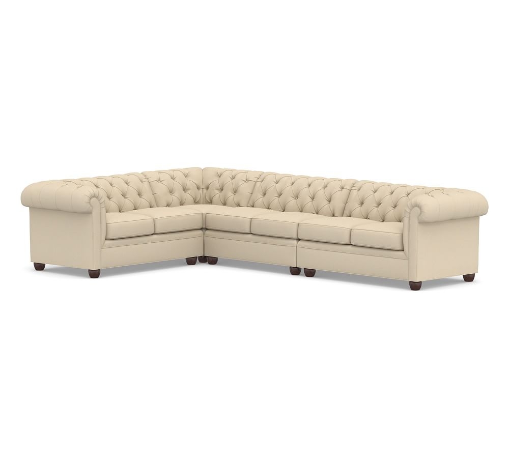 Chesterfield Roll Arm Upholstered 4-Piece Reversible Grand Sectional - Image 1