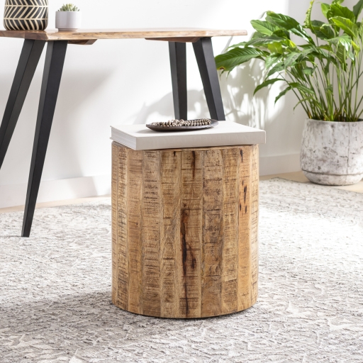 Troyes Natural Wood Roller Accent Table - Image 1